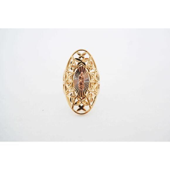 14k Multi-Tone Gold Estate Sale Ring Size 7.25 Vintage Jewelry 5.6g